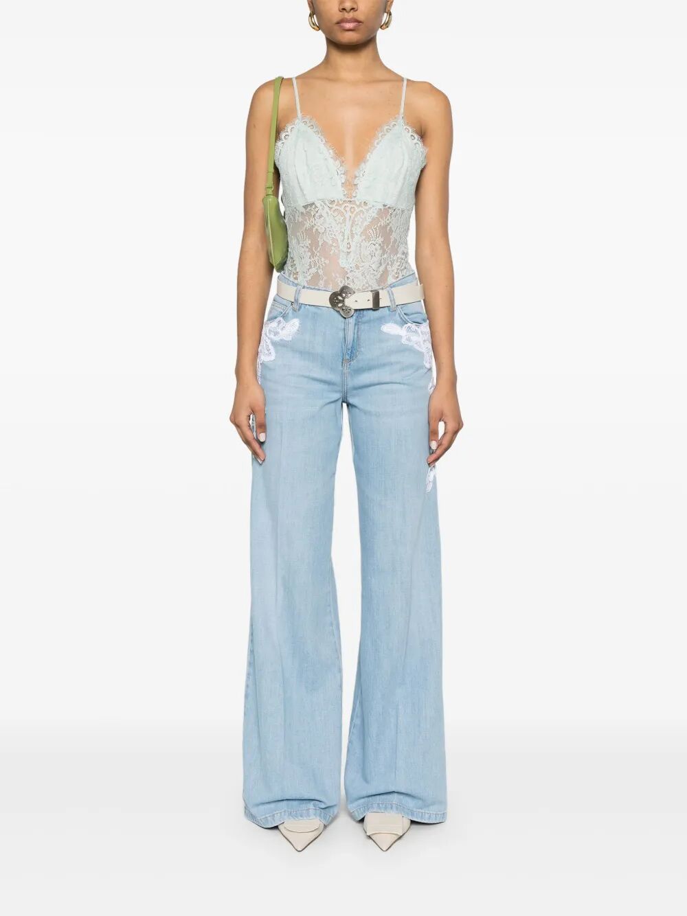lace-detail jeans