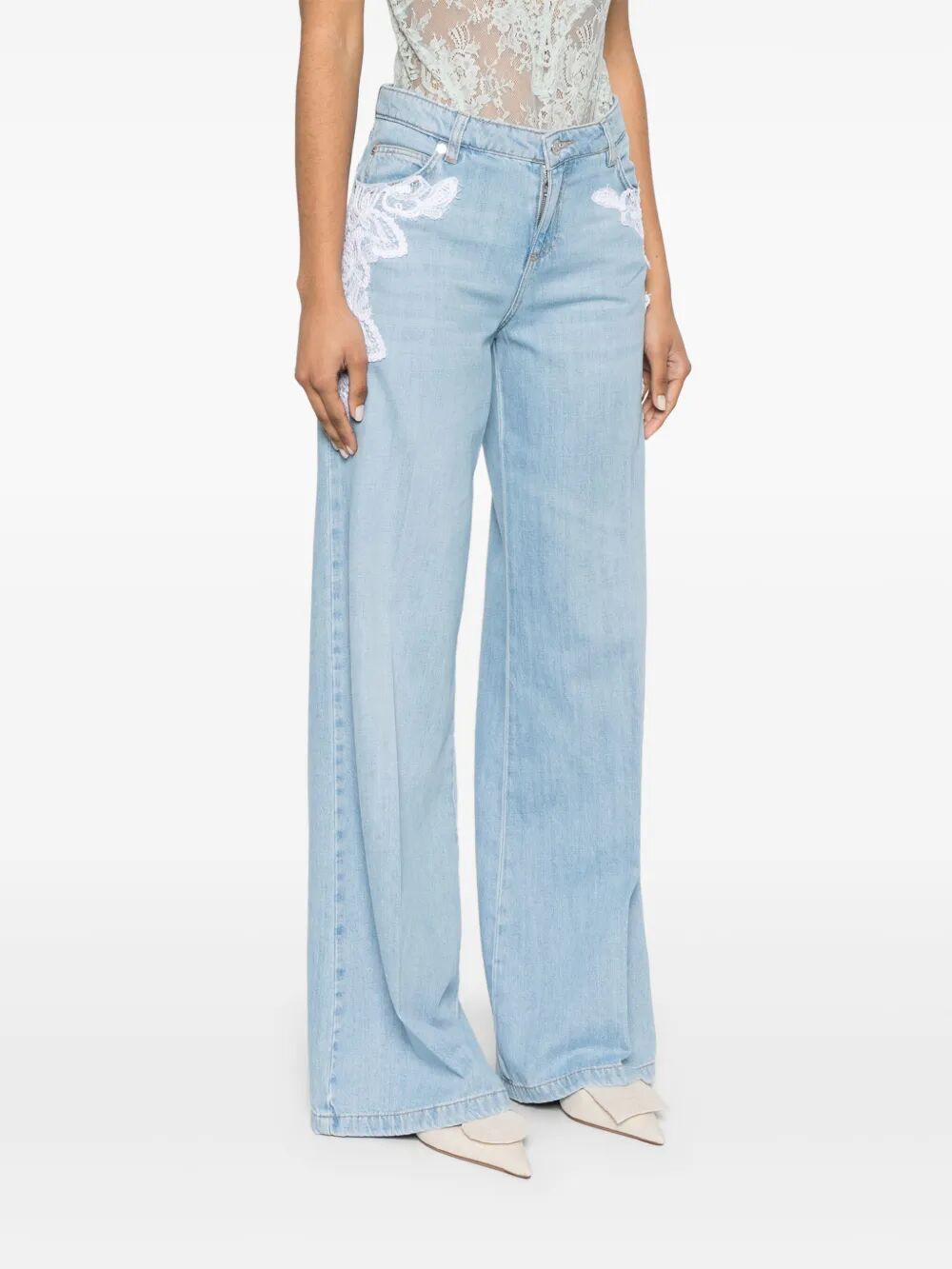 lace-detail jeans