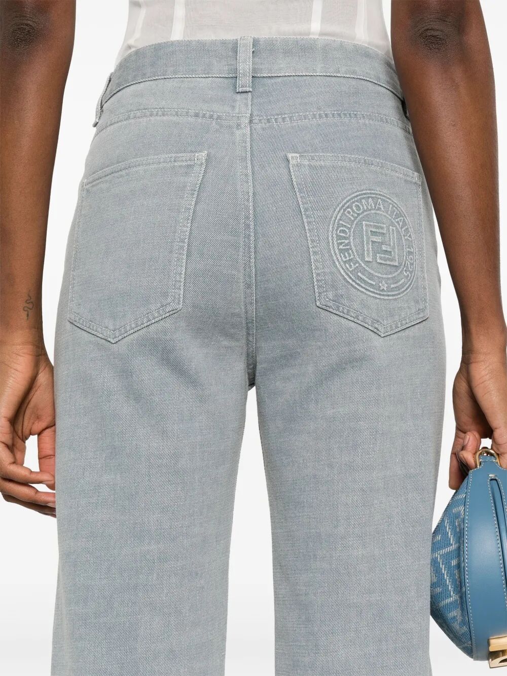 logo-embossed jeans