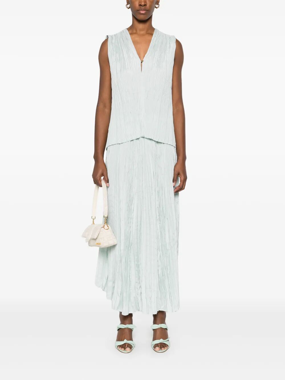 pleated midi skirt