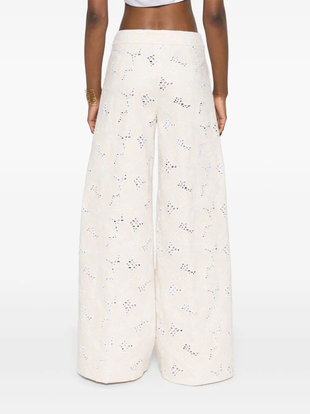 Pantaloni a palazzo con ricamo floreale