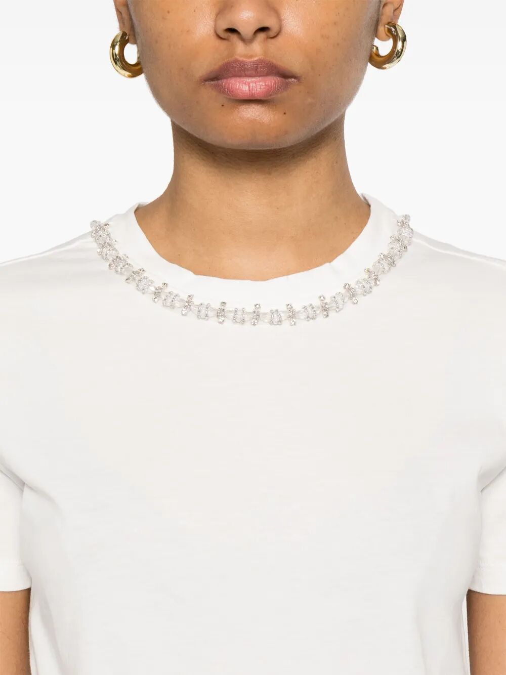 T-shirt con decorazione di cristalli