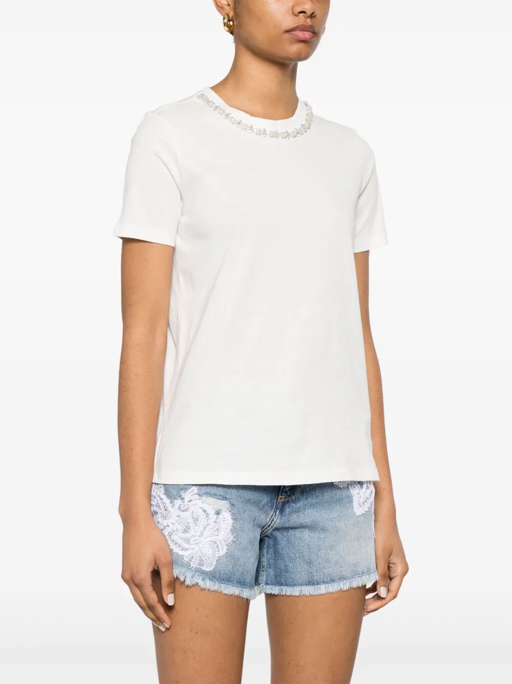 T-shirt con decorazione di cristalli