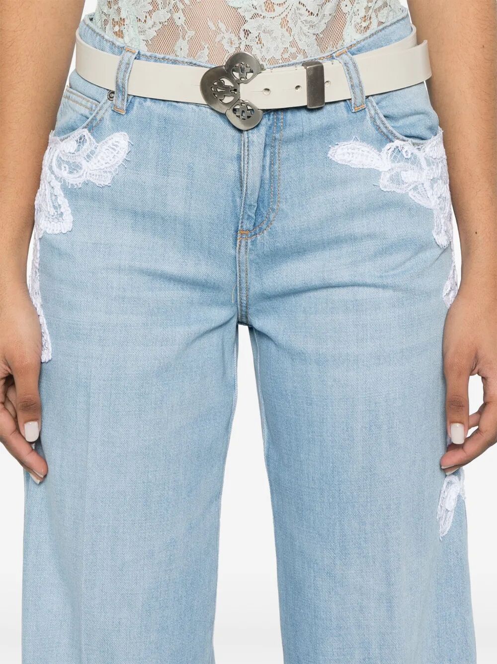 lace-detail jeans