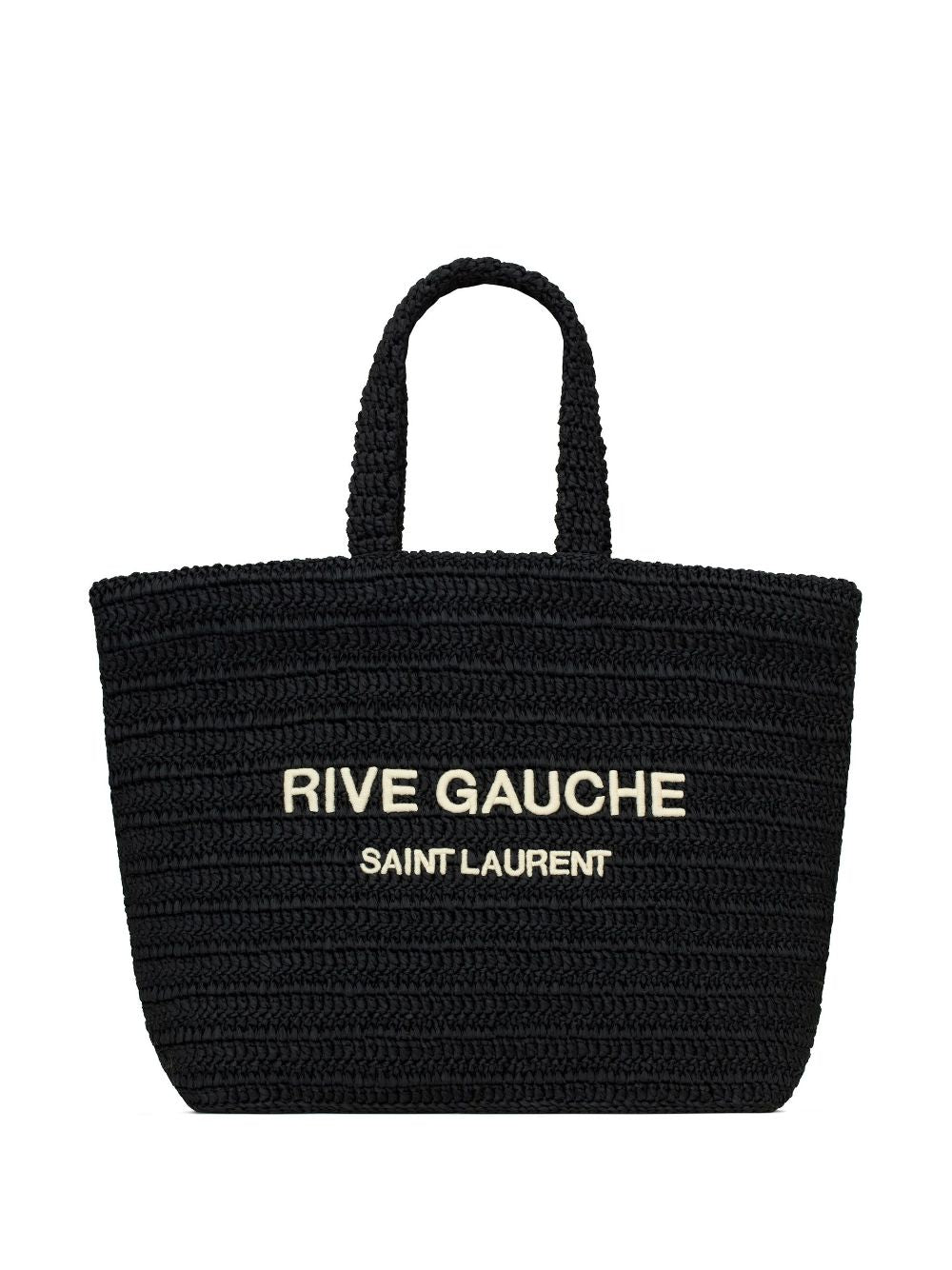Rive Gauche embroidered raffia tote bag